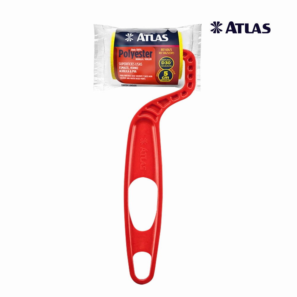 ROLO ATLAS PARA PINTURA ESPUMA 9CM CINZA - C/CABO ECONOMICO