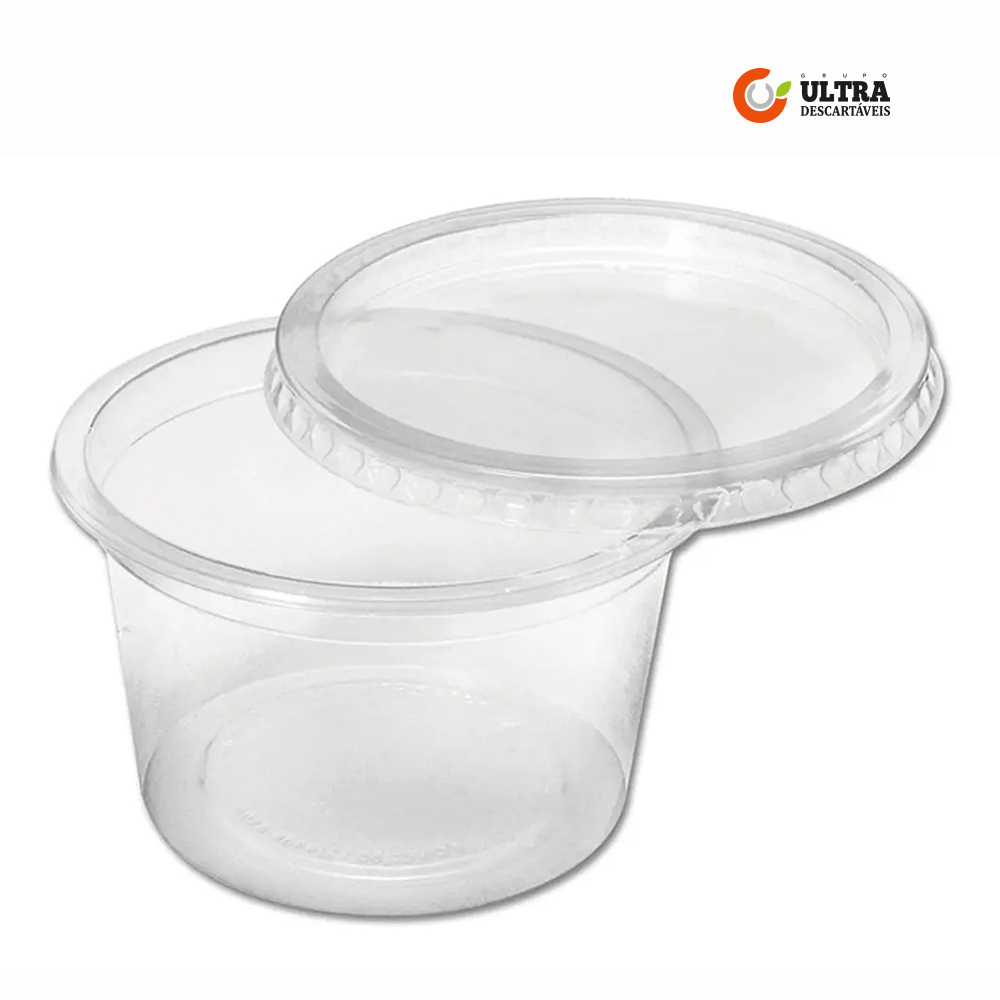POTE+TAMPA ULTRA PLASTICO REDONDO SOBRETAMPA 250ML C/500 UNIDADES