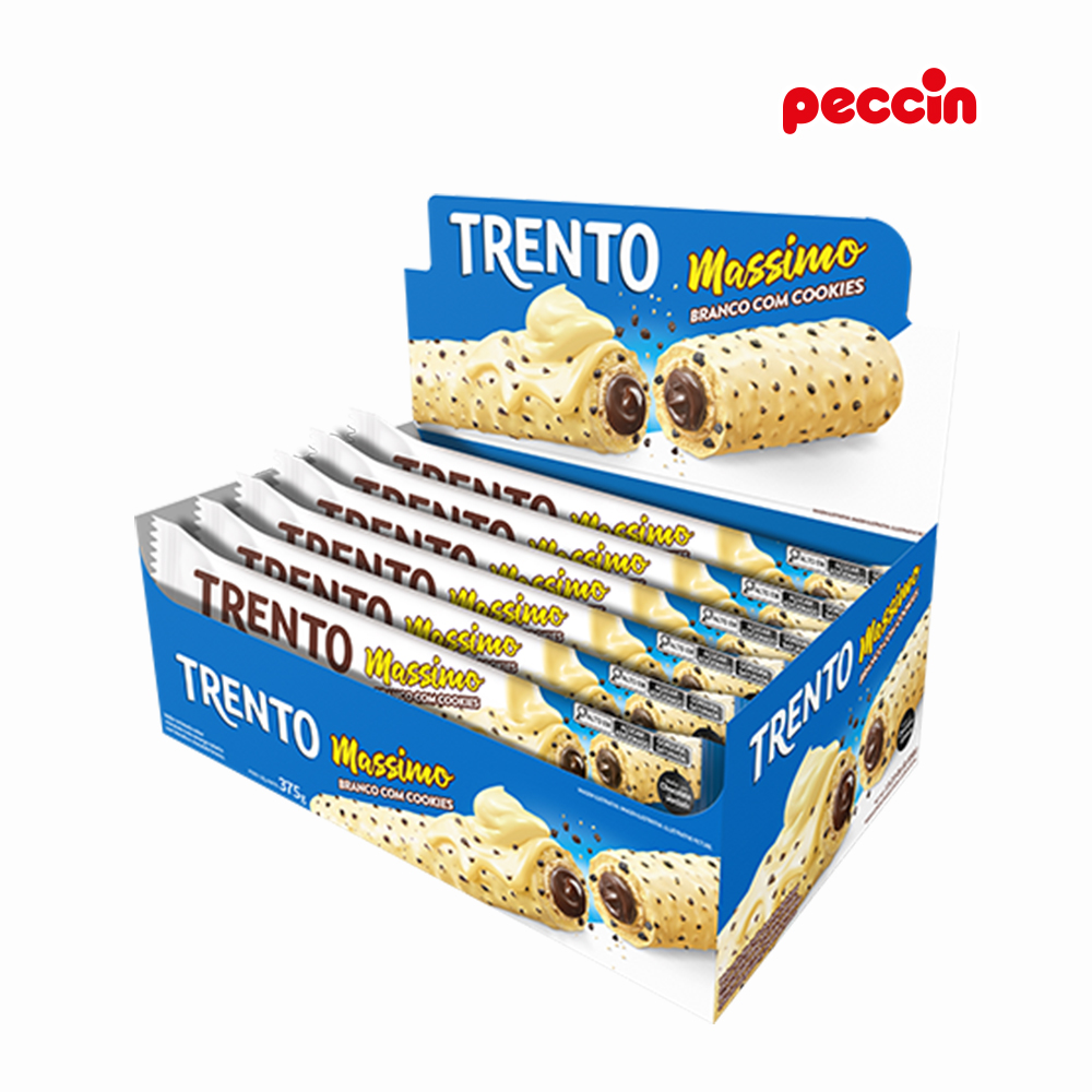 CHOCOLATE WAFER TRENTO MASSIMO BRANCO COM COOKIES  25G - DISPLAY C/15 UNIDADES