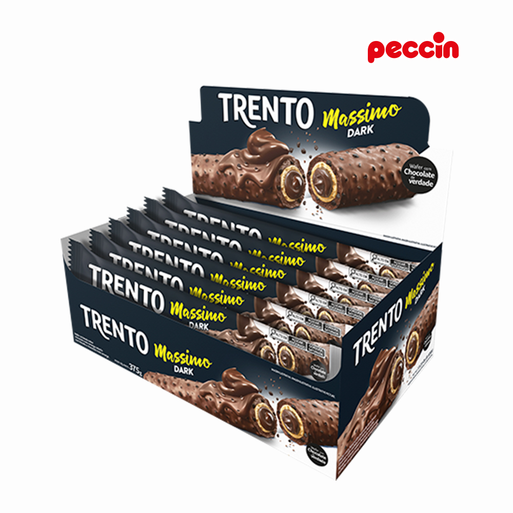 CHOCOLATE WAFER TRENTO MASSIMO DARK MEIO AMARGO 25G - DISPLAY C/15 UNIDADES