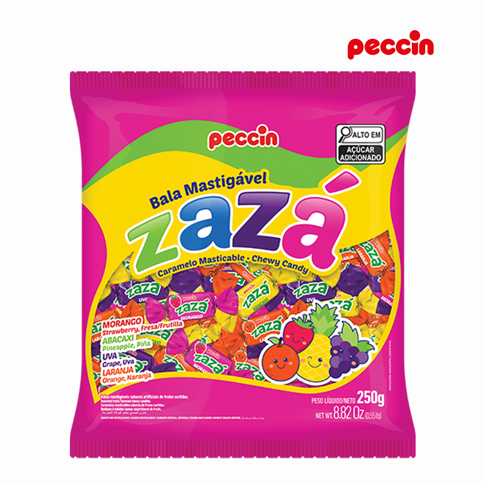 BALA PECCIN ZAZA MASTIGAVEL FRUTAS SORTIDA 250GR