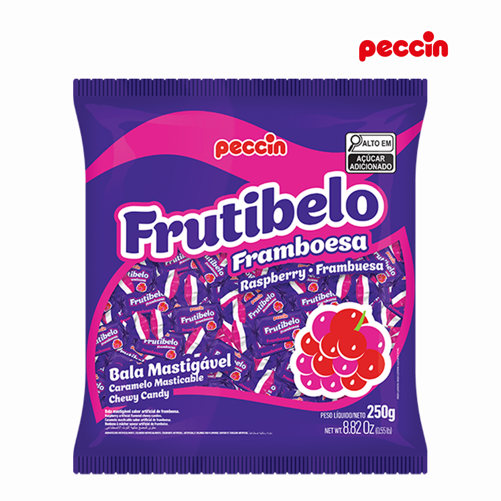 BALA PECCIN FRUTIBELO FRAMBOESA MASTIGAVEL 250GR