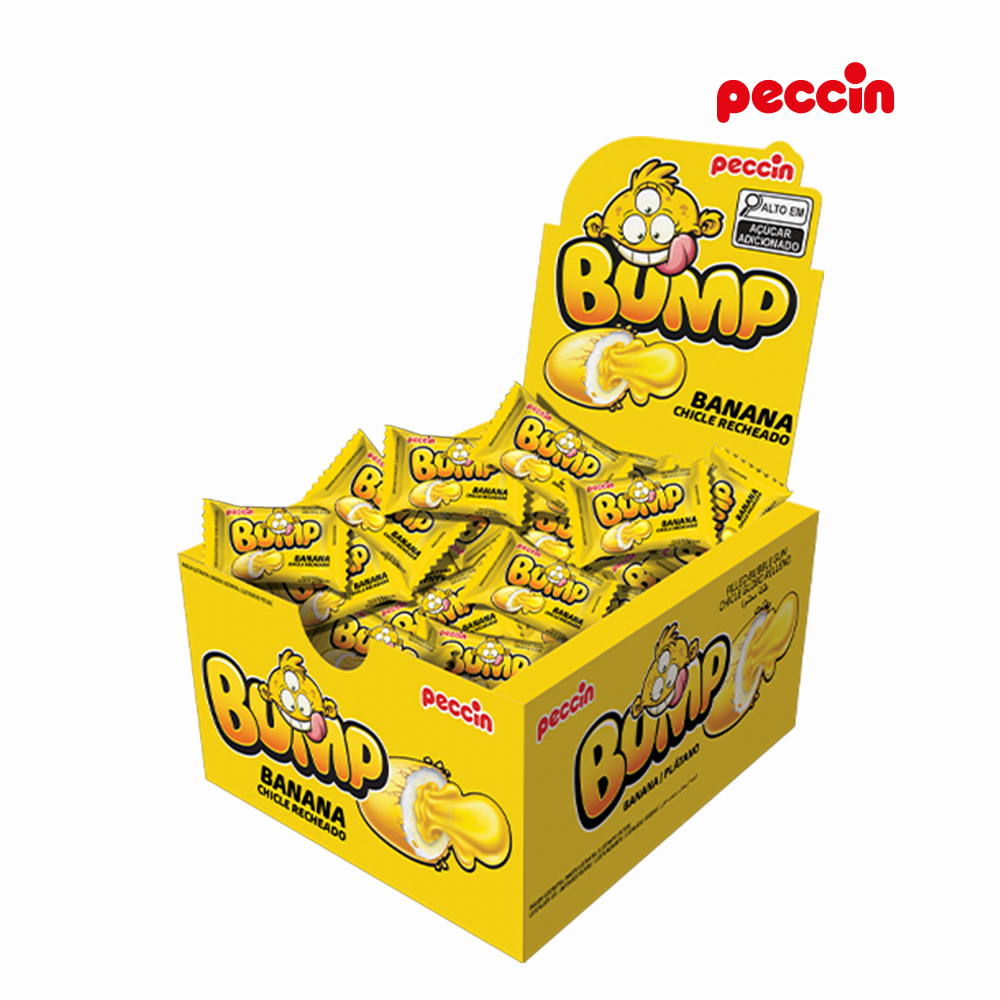 CHICLETE PECCIN RECHEADO BUMP BANANA 140GR.