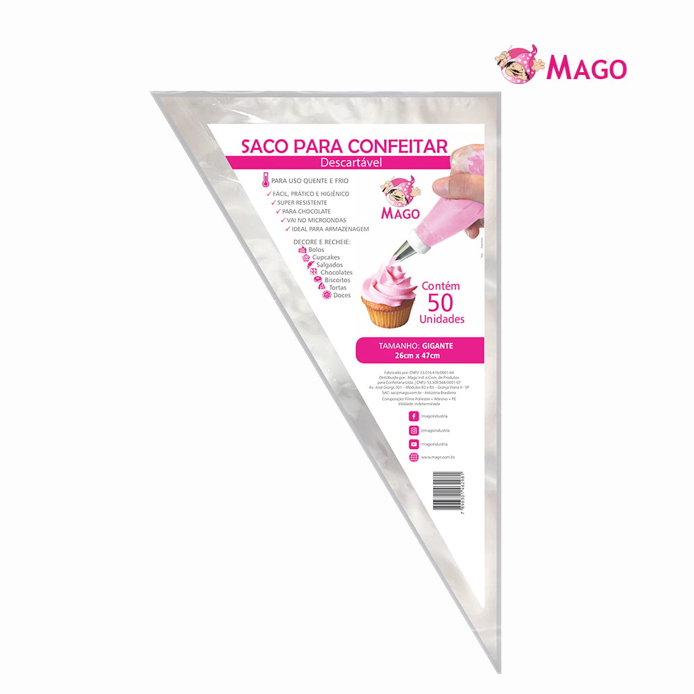 SACO DE CONFEITAR MAGO DESCARTAVEL 26X47CM C/50 UNIDADES