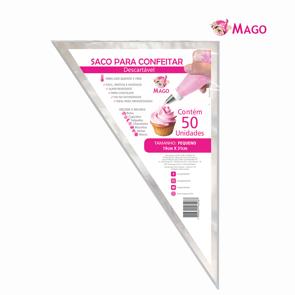 SACO DE CONFEITAR MAGO DESCARTAVEL 19X31CM C/50 UNIDADES