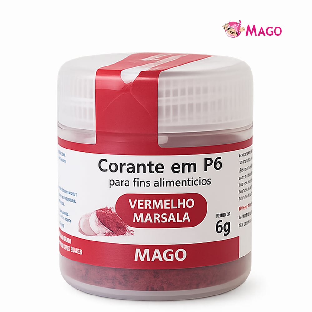CORANTE MAGO EM PO PARA FINS ALIMENTICIOS 6GR VERMELHO MARSALA
