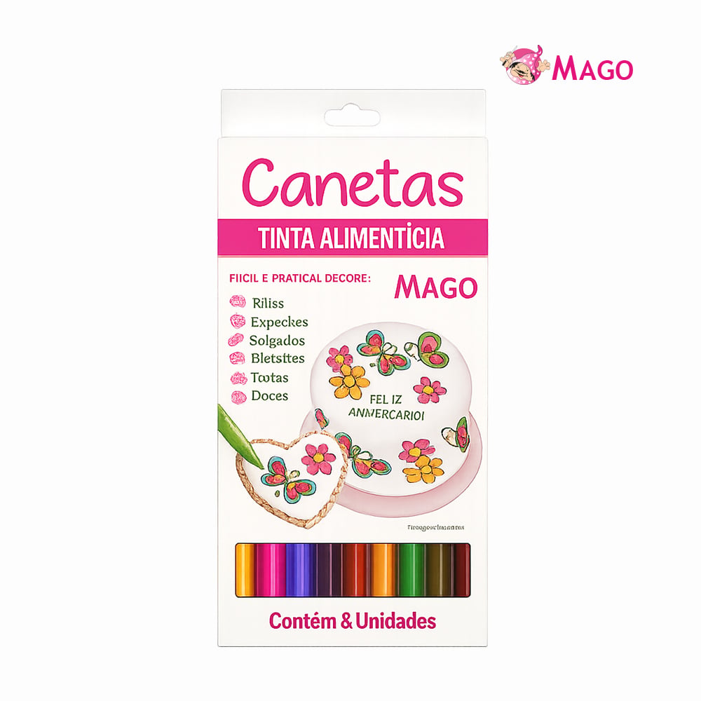 KIT CANETA DECORACAO MAGO PONTA FINA CORES C/08 UNIDADES