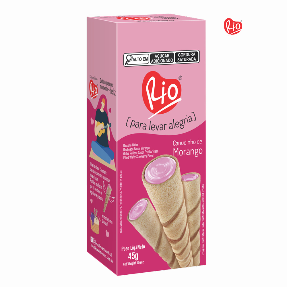 CANUDINHO WAFER RIO RECHEADO DE MORANGO 45GR