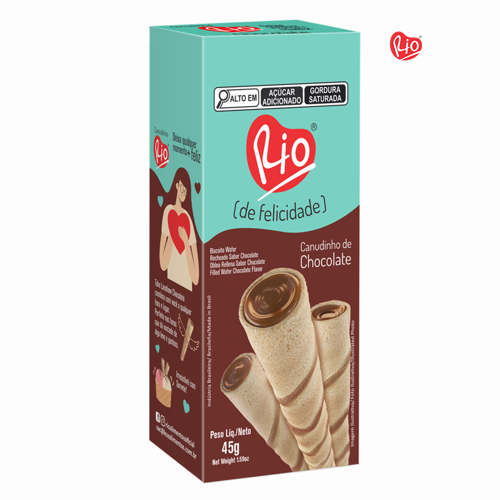CANUDINHO WAFER RIO RECHEADO DE CHOCOLATE 45GR