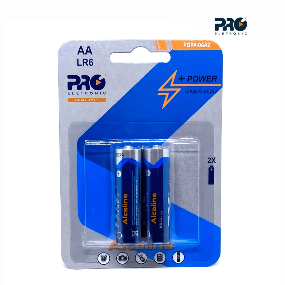 PILHA PROELETRONIC ALCALINA NORMAL AA (LR6) 1,5V - BLISTER C/2 UNIDADES