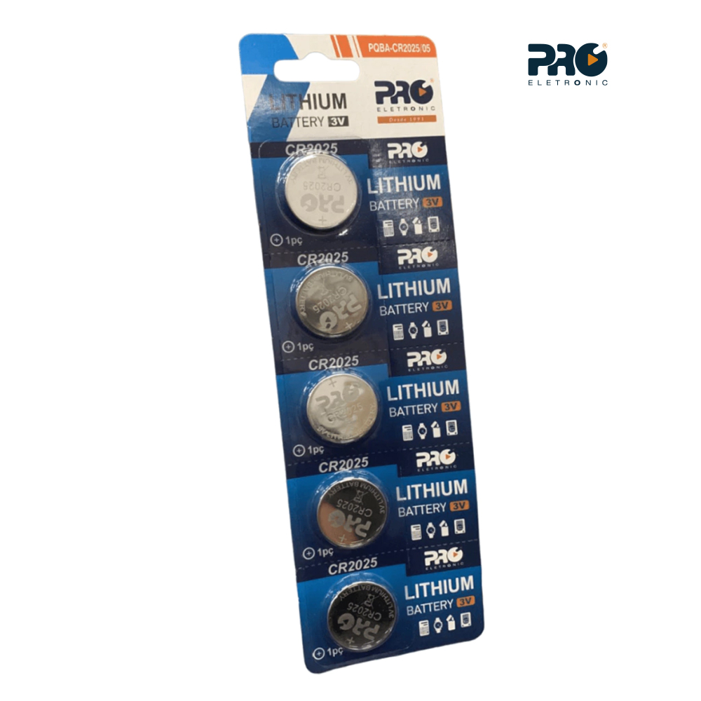PILHA PROELETRONIC BATERIA LITIO CR2025 3V - BLISTER C/5 UNIDADES
