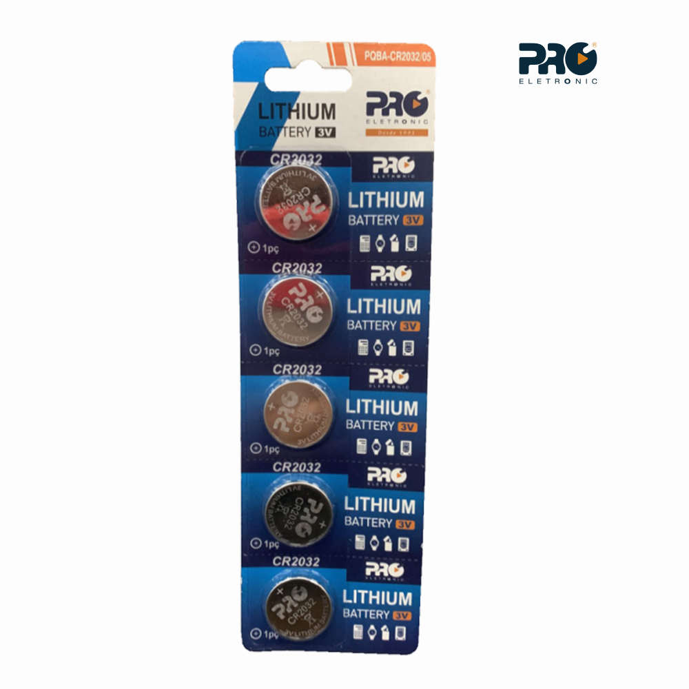 PILHA PROELETRONIC BATERIA LITIO CR2032 3V - BLISTER C/5 UNIDADES