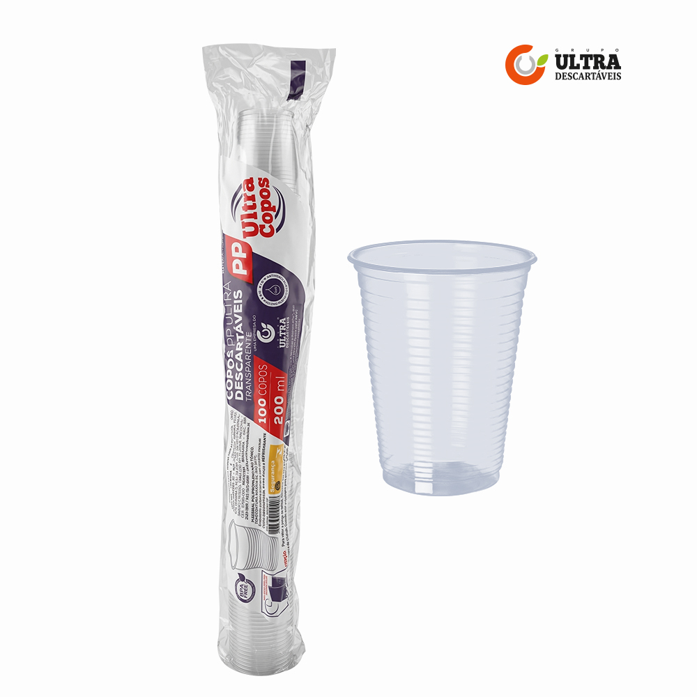 COPO ULTRA TRANSPARENTE PLASTICO PP 200ML ESTRIADO C/2500 UNIDADES