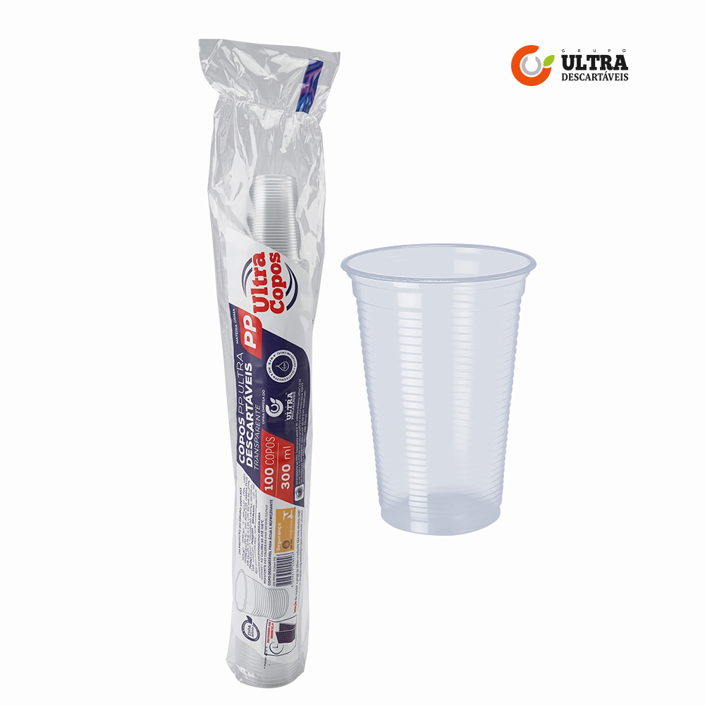 COPO ULTRA TRANSPARENTE PLASTICO PP 300ML ESTRIADO C/2000 UNIDADES