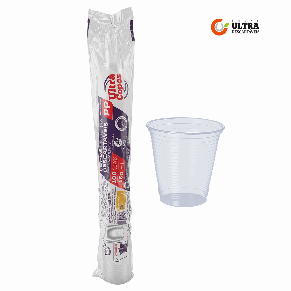 COPO ULTRA TRANSPARENTE PLASTICO PP 150ML ESTRIADO C/2500 UNIDADES