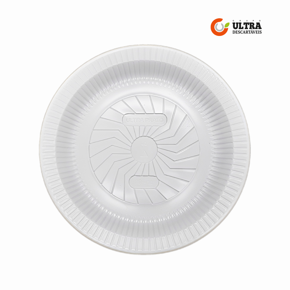 PRATO ULTRA PLASTICO 18CM PS BRANCO PR18 C/500 UNIDADES