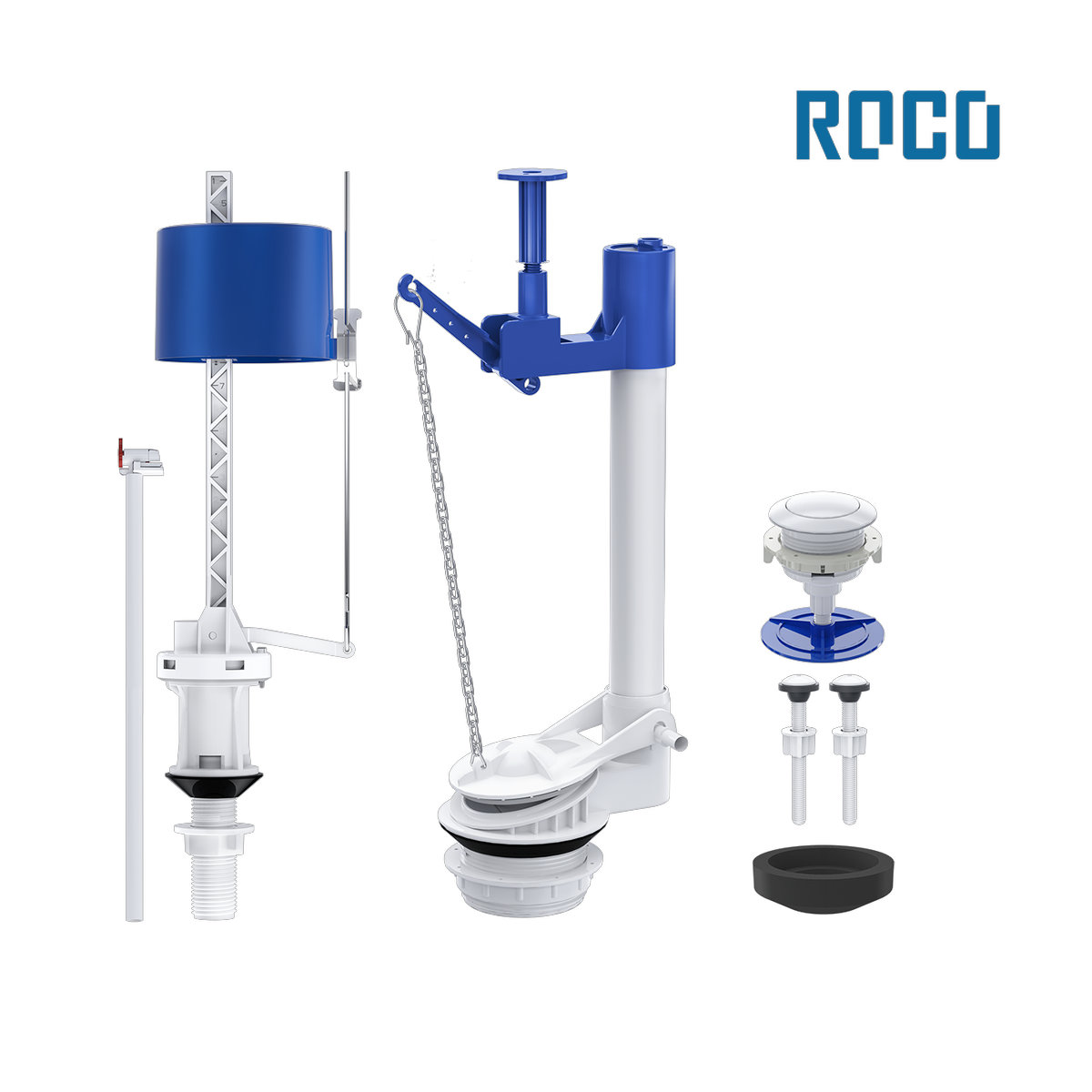 MECANISMO ROCO COMPLETO P/CAIXA ACOPLADA ACIONADOR SUPERIOR BRANCO EASY