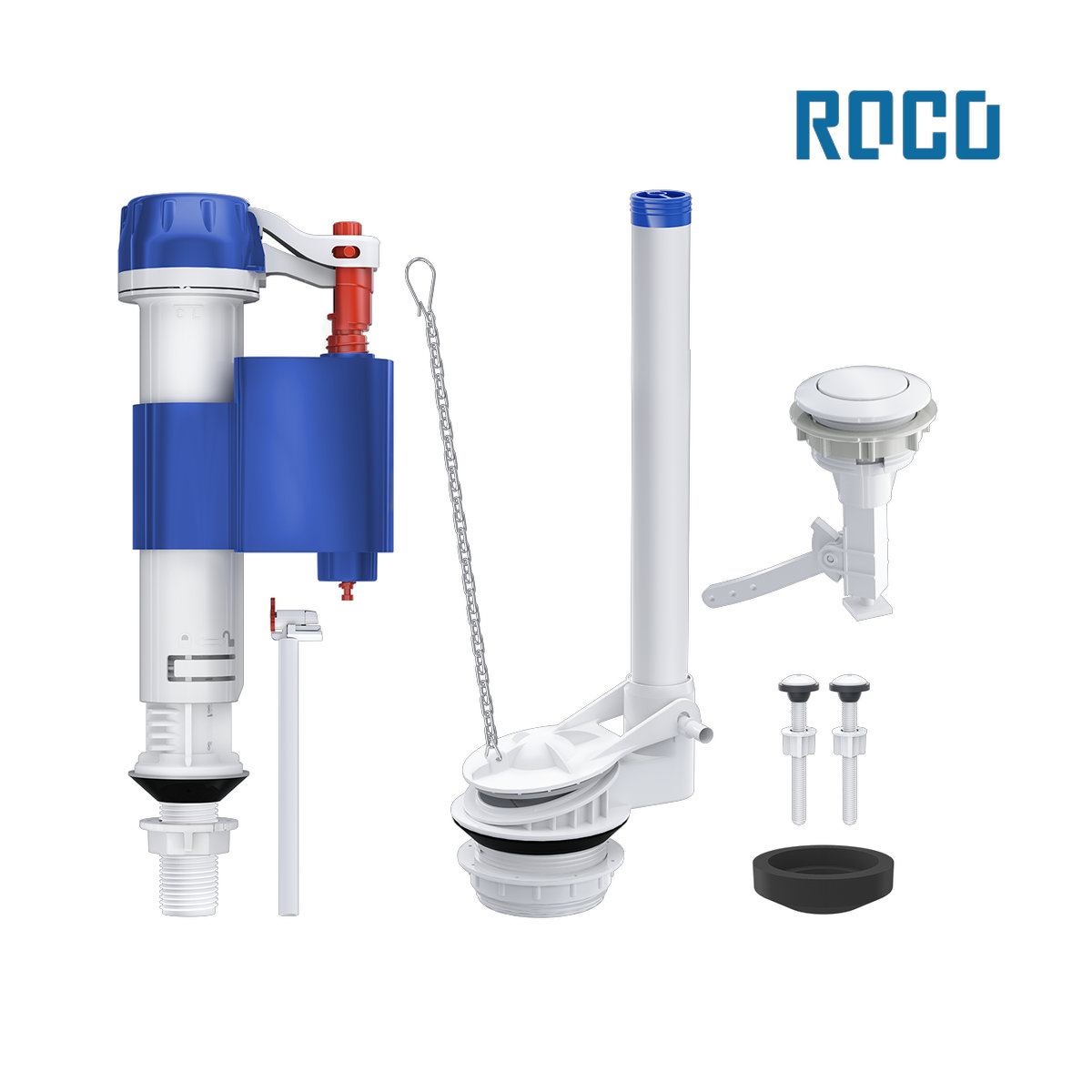 MECANISMO ROCO COMPLETO P/CAIXA ACOPLADA ACIONADOR SUPERIOR BRANCO (LINHA ECONOMICA)