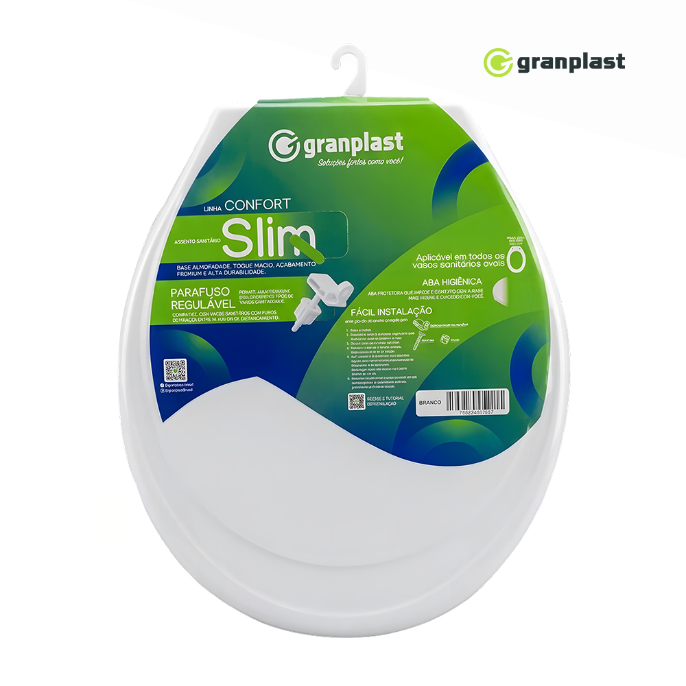 ASSENTO SANITÁRIO GRANPLAST ALMOFADADO SLIM BRANCO