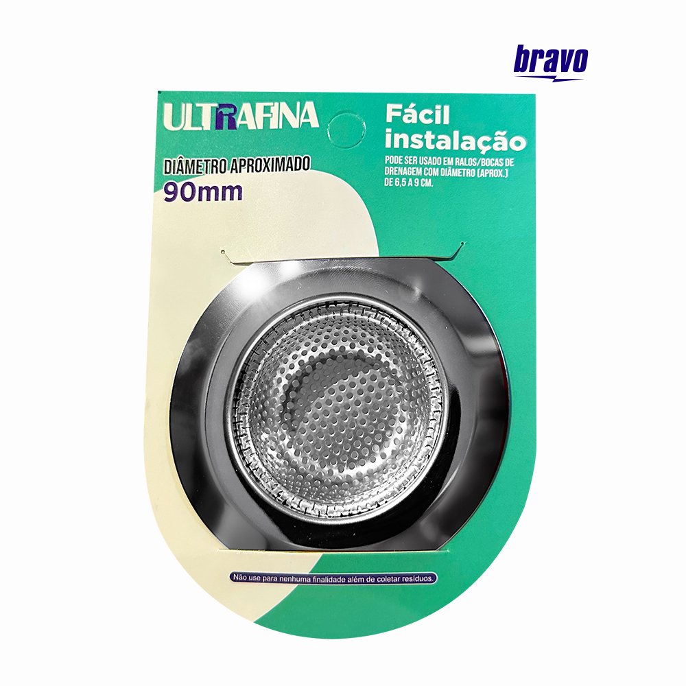 RALINHO BRAVO INOX PERFURADO DE BORDA LARGA P/PIA 90MM