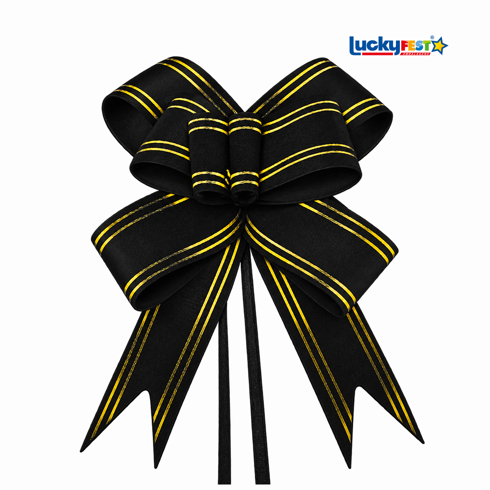 LAÇO LUCKYFEST BORBOLETA 1,6X33CM M DOURADO PRETO - PACOTE C/10 UNIDADES