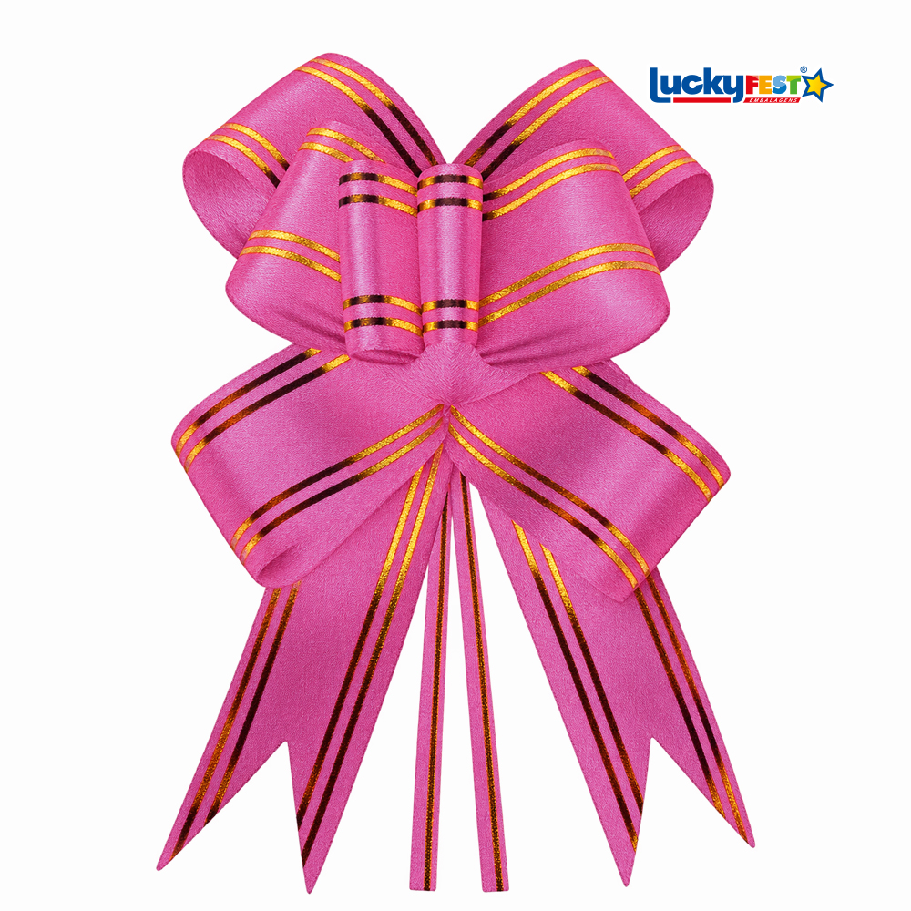 LAÇO LUCKYFEST BORBOLETA 1,6X33CM M DOURADO ROSA - PACOTE C/10 UNIDADES