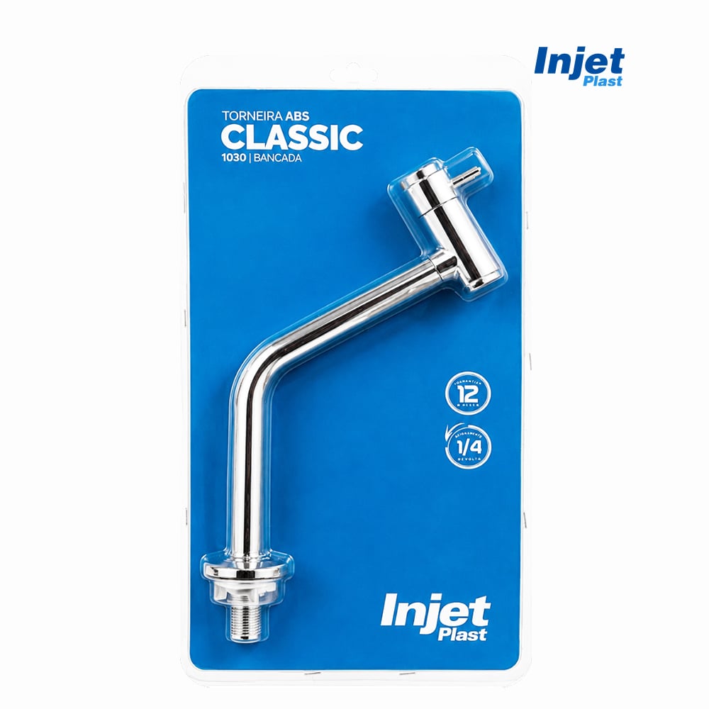TORNEIRA  INJETPLAST 1030 ABS DE LAVATORIO P/COZINHA / MESA 1/4 VOLTA 1/2” CROMADA