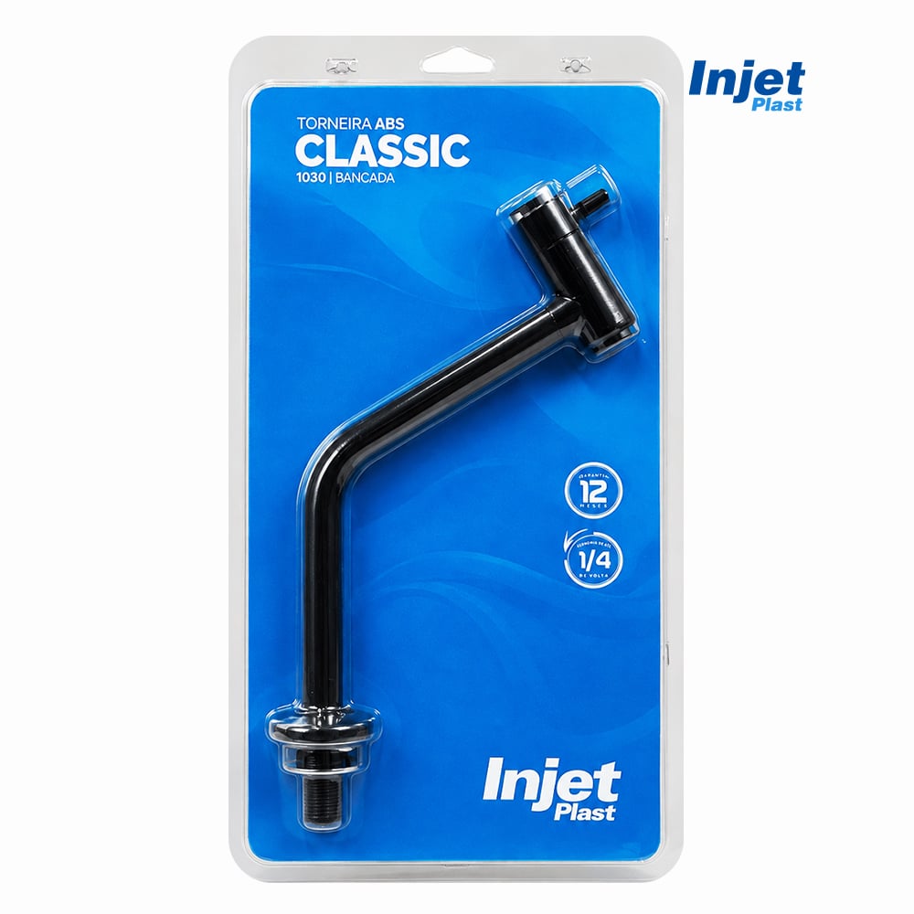 TORNEIRA  INJETPLAST 1030 ABS DE LAVATORIO P/COZINHA / MESA 1/4 VOLTA 1/2” BLACK