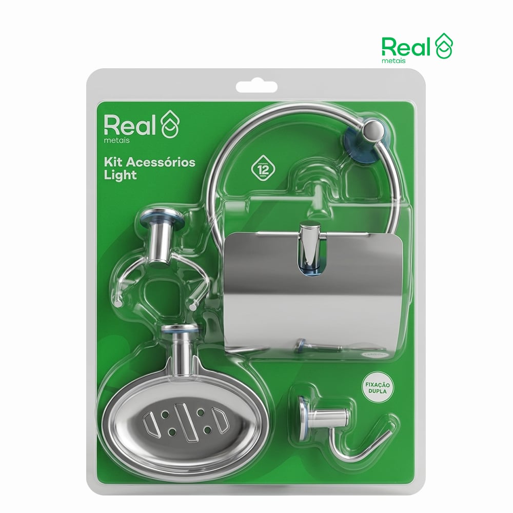 KIT BANHEIRO REAL METAIS LIGHT COM 5 PEÇAS