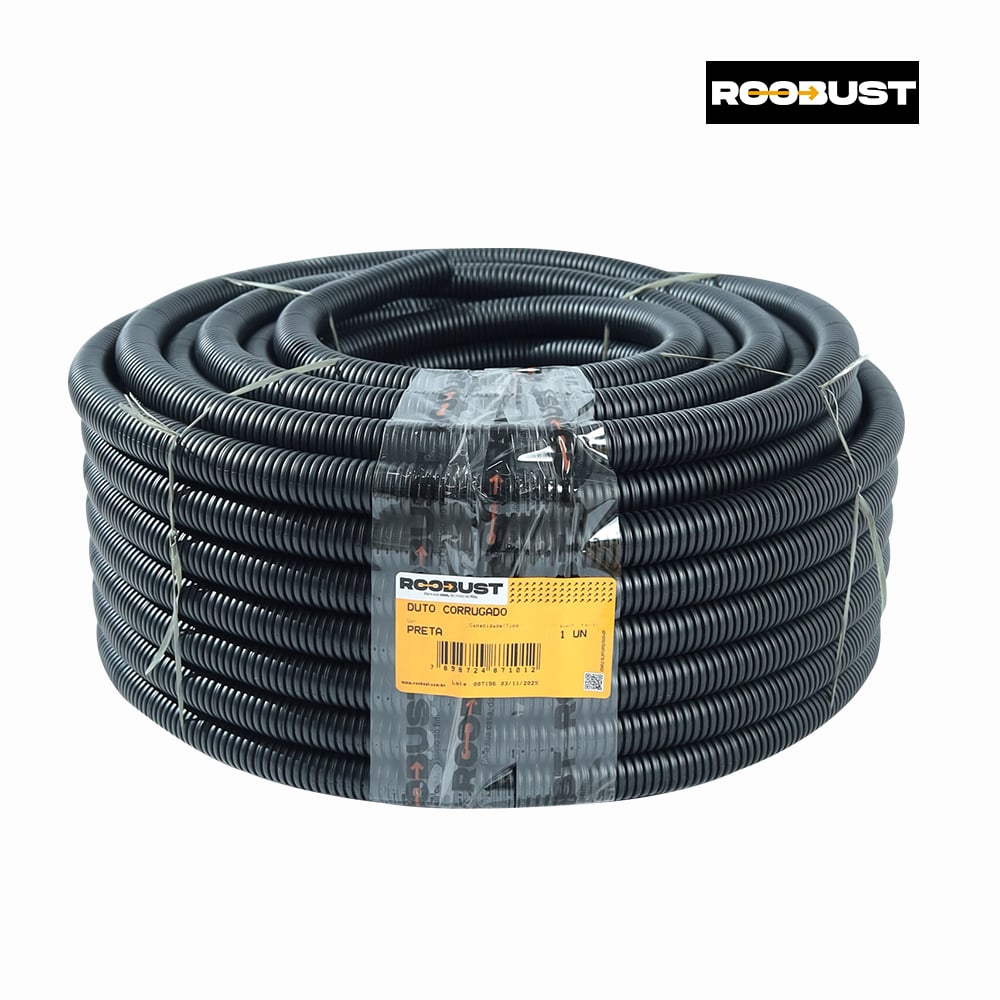 CORRUGADO ROOBUST 25MM 3/4” PRETO C/50 METROS