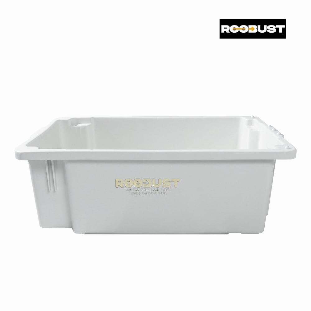 CAIXA ROOBUST PLASTICA FRIGORIFICA PESCADOS 40L REFORCADA BRANCA