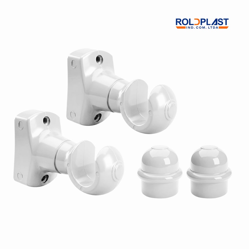 KIT SUPORTE ROLDPLAST P/VARAO DE CORTINA 19MM BRANCO