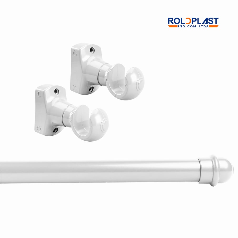 KIT VARÃO ROLDPLAST ALUMINIO PP 19MM P/CORTINA  1,5 METROS BRANCO
