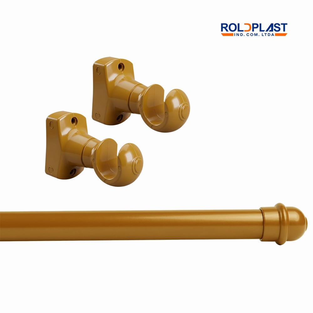 KIT VARÃO ROLDPLAST ALUMINIO PP 19MM P/CORTINA  2,5 METROS CEREJEIRA