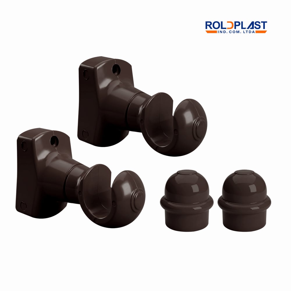 KIT SUPORTE ROLDPLAST P/VARAO DE CORTINA 19MM IMBUIA