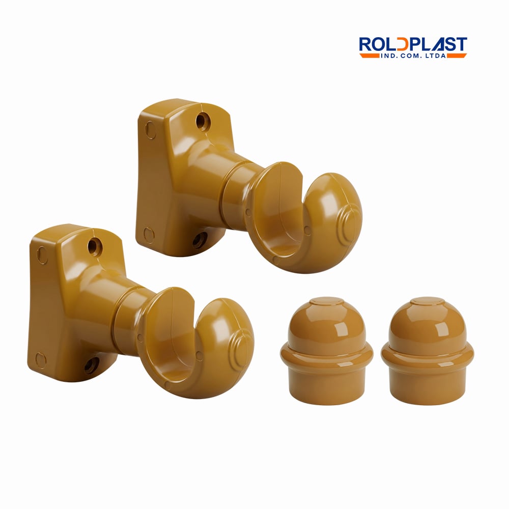 KIT SUPORTE ROLDPLAST P/VARAO DE CORTINA 19MM CEREJEIRA