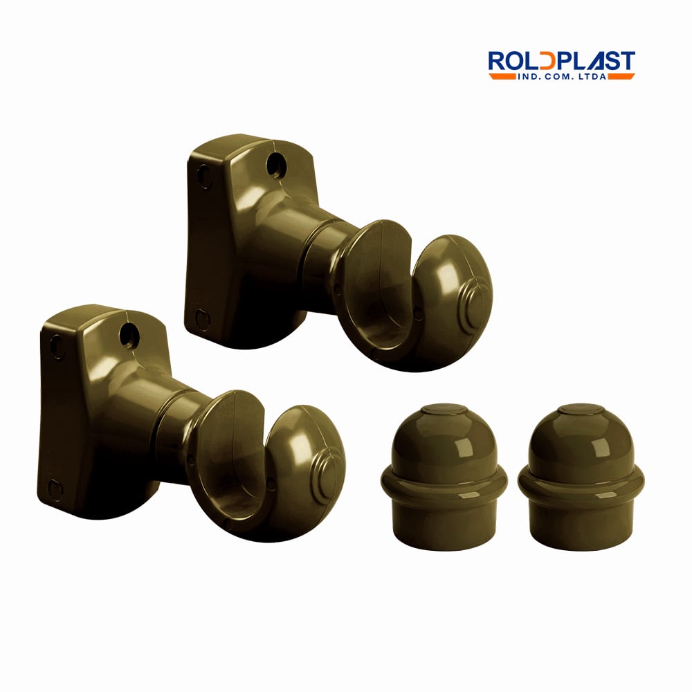 KIT SUPORTE ROLDPLAST P/VARAO DE CORTINA 19MM OURO VELHO