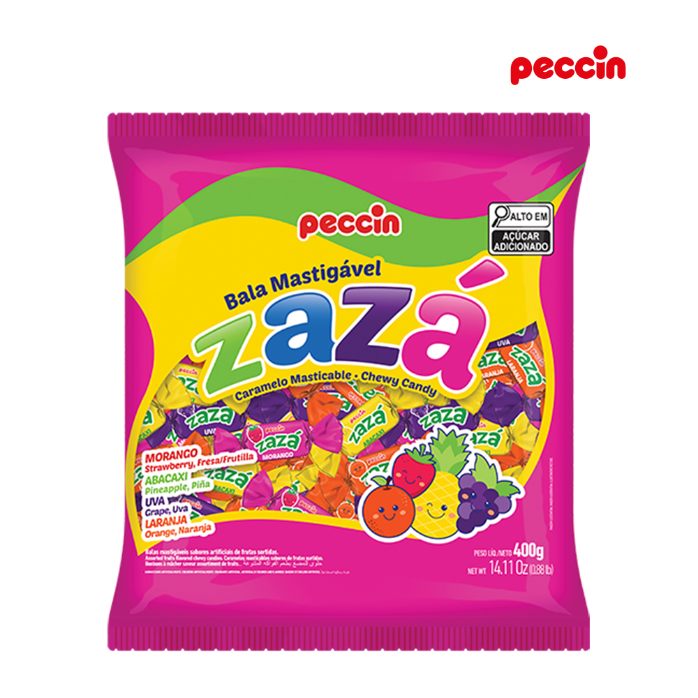 BALA PECCIN ZAZA MASTIGAVEL FRUTAS SORTIDA 400GR