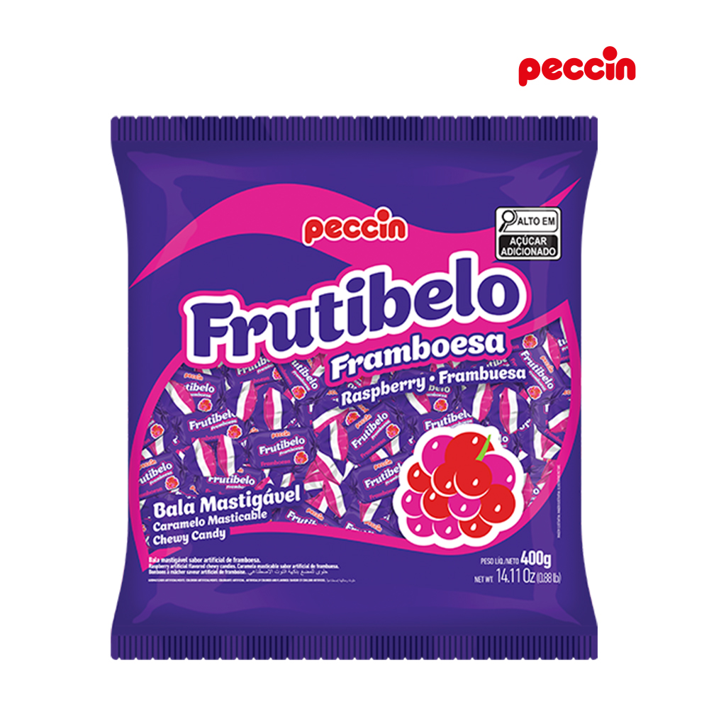 BALA PECCIN FRUTIBELO FRAMBOESA MASTIGAVEL 400GR