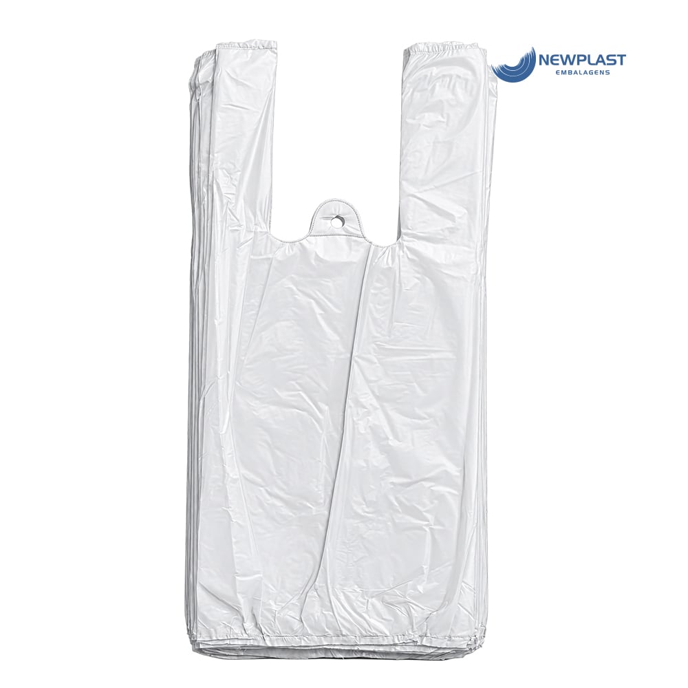 SACOLA NEWPLAST PLASTICA LISA 37X47CM BRANCA M C/1000 UNIDADES.