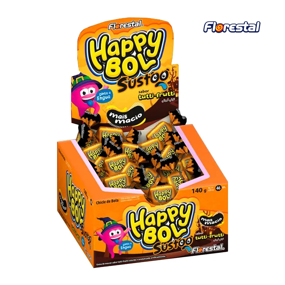 CHICLETE FLORESTAL HAPPY BOL SUSTOO TUTTI-FRUTTI 140G