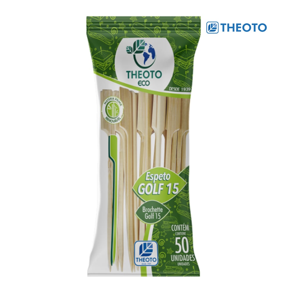 PALITO ESPETO THEOTO GOLF BAMBU 15CM C/50 UNIDADES