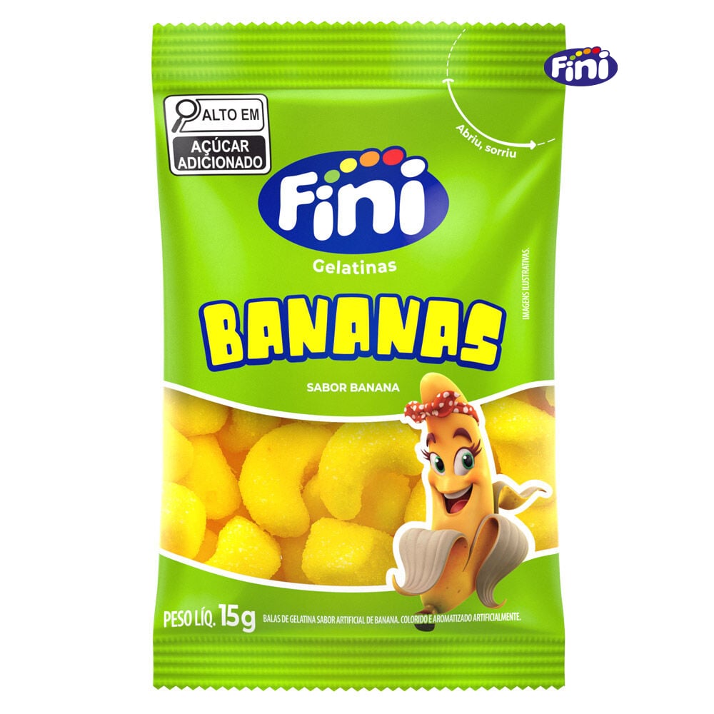 BALA DE GELATINA FINI MINI BANANA 15G C/12 UNIDADES