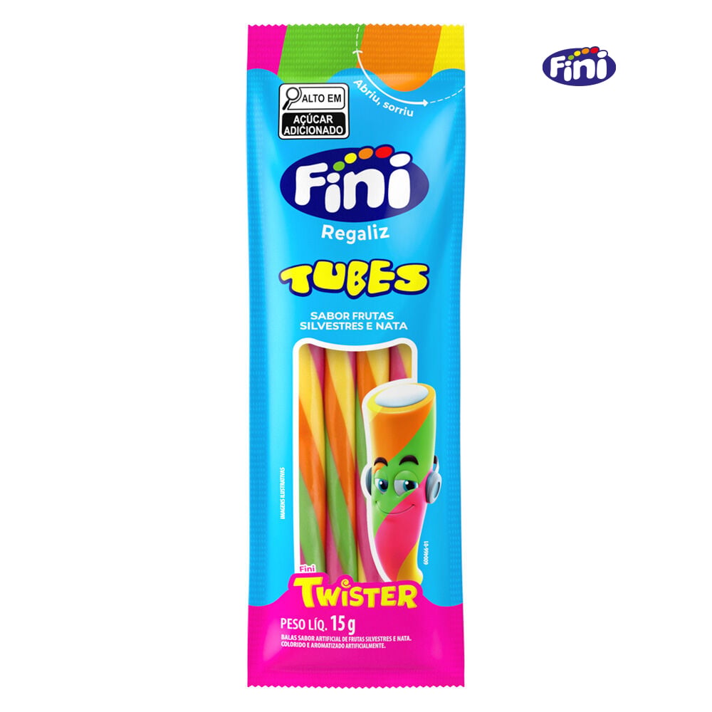 CANUDINHO FINI TWISTER NATA E FRUTAS SILVESTRES 15G - DISPLAY C/12 UNIDADES