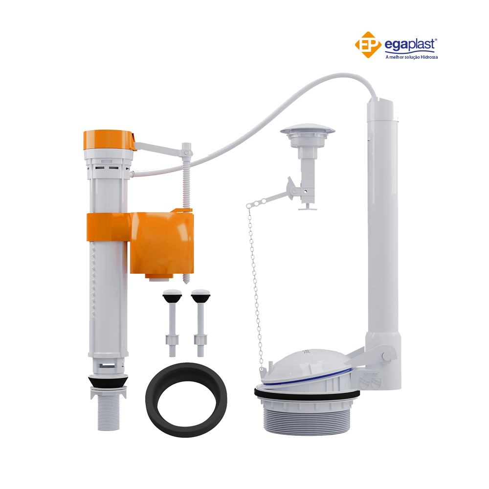 MECANISMO EGAPLAST COMPLETO P/CAIXA ACOPLADA AJUSTAVEL UNIVERSAL EGAFLUSH ACIONADOR BRANCO