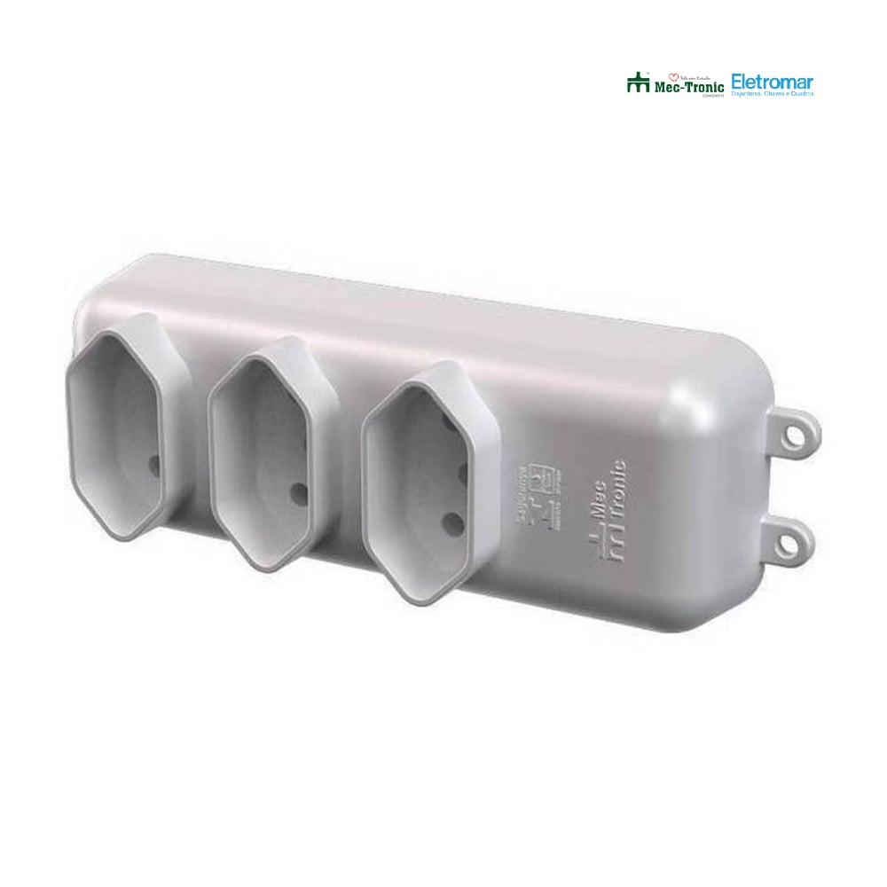 TOMADA BARRA ELETROMAR 3 SAIDAS 2P+T 20A/250V S/FIO BRANCA