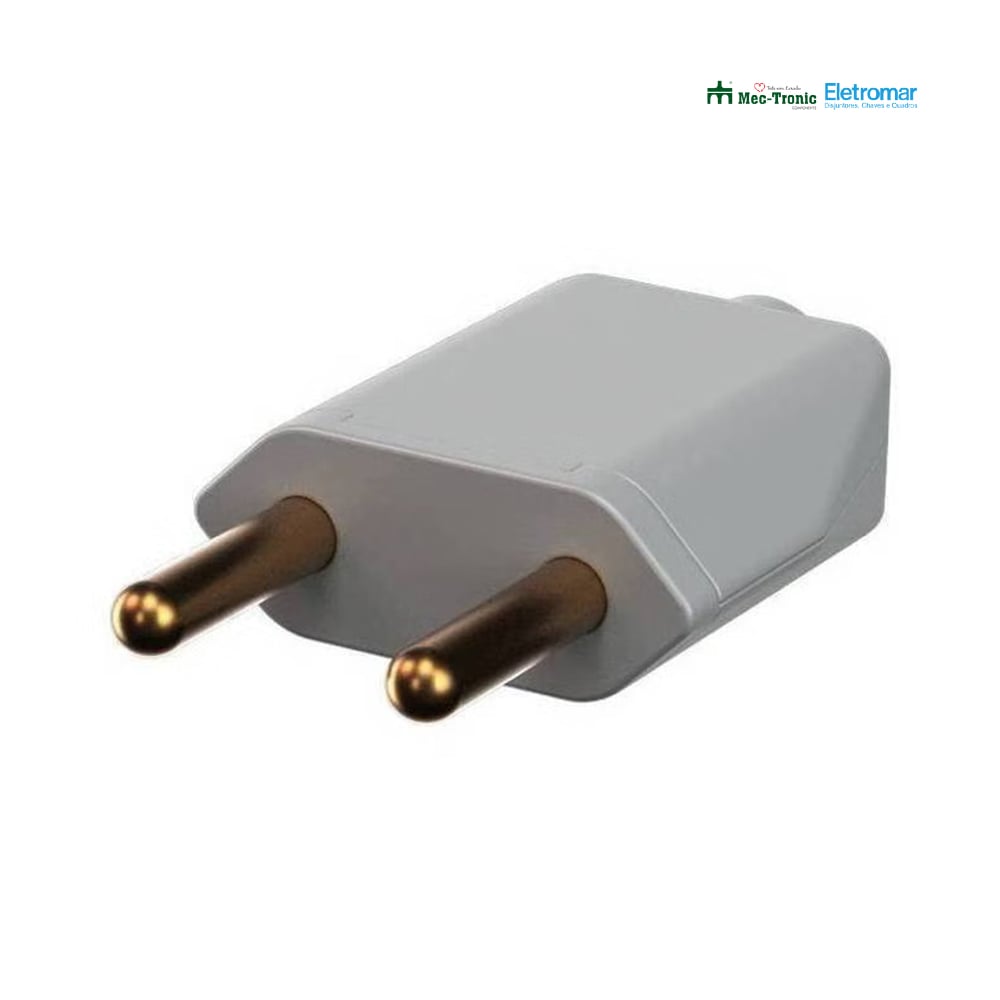 ELETROMAR PLUG MACHO RETANGULAR 180° 2P 10A/250V CINZA