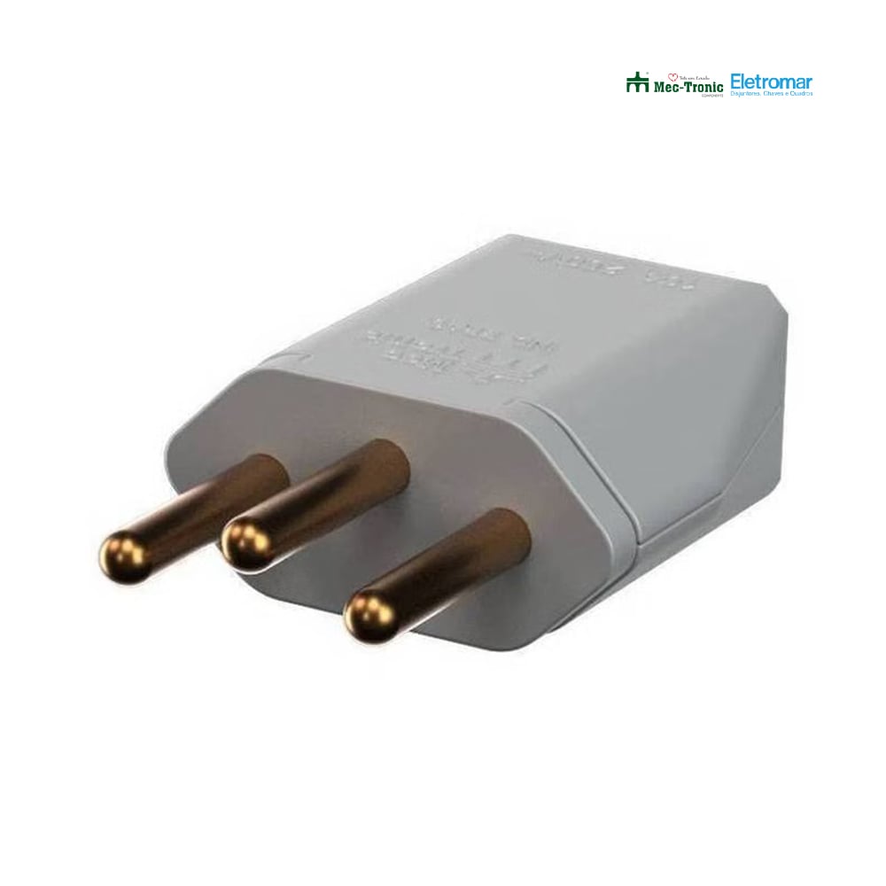 ELETROMAR PLUG MACHO RETANGULAR 180° 2P+T 20A/250V CINZA