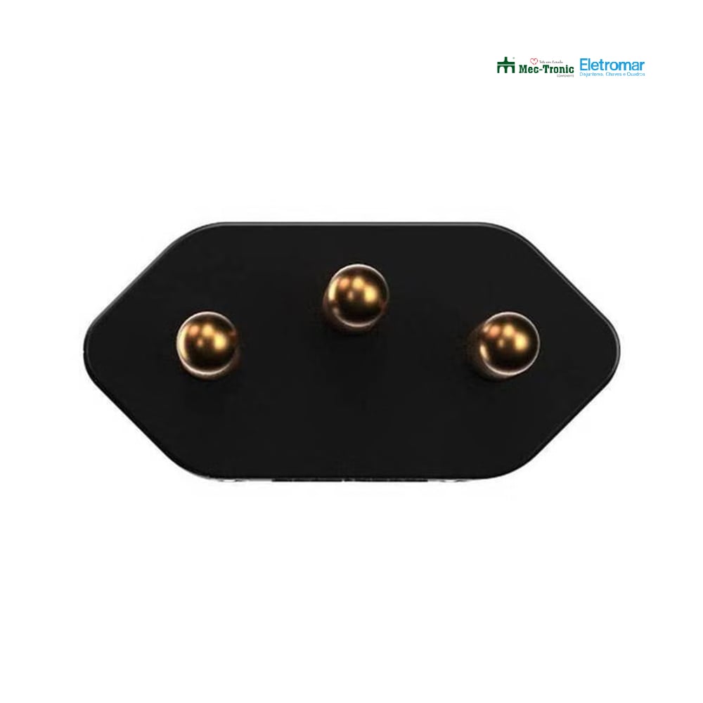 ELETROMAR PLUG MACHO RETANGULAR 180° 2P+T 20A/250V PRETA