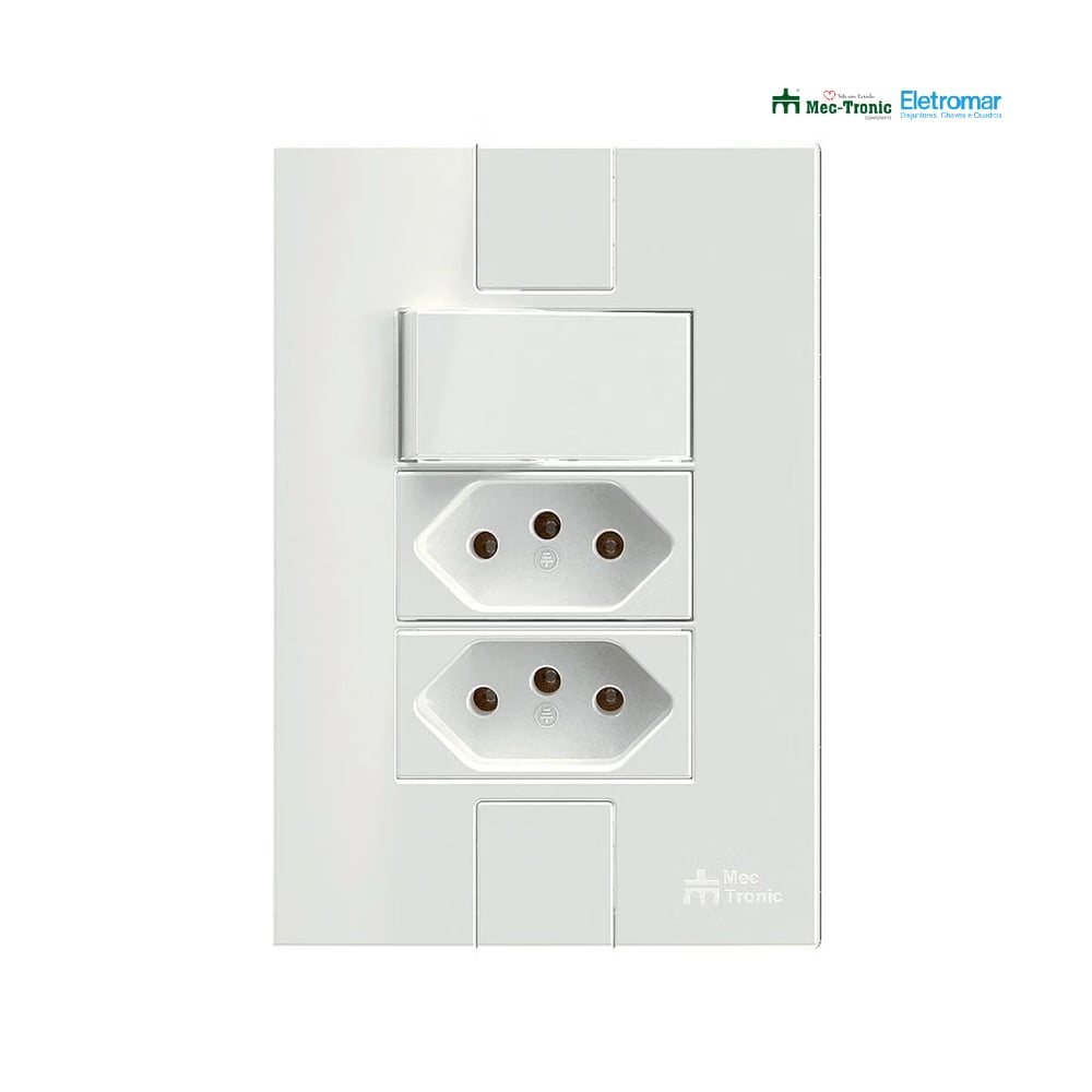 ELETROMAR 1 INTERRUPTOR PARALELO+2 TOMADA 2P+T 10A/250V BRANCA